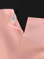 Asymmetrical Collar Pink Dress A Line Midi