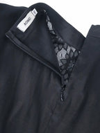 Black Lace Patchwork Puff Sleeve Maxi Dress