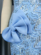 Bowtie Asymmetrical Sequin Party Dress Midi