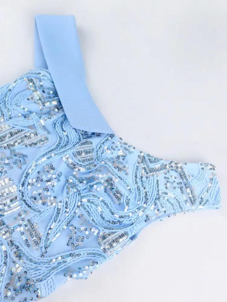Bowtie Asymmetrical Sequin Party Dress Midi