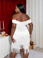 Chest Wrap Off Shoulder Dresses Backless Bodycon Fringed Party High Waist