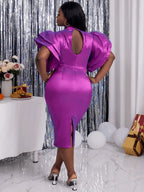 Flare Sleeve Shiny Bodycon Party  Dresses