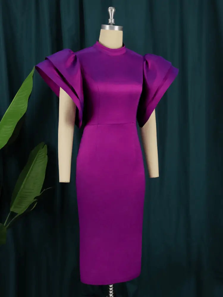 Flare Sleeve Shiny Bodycon Party  Dresses