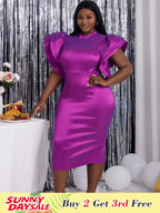 Flare Sleeve Shiny Bodycon Party  Dresses