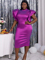 Flare Sleeve Shiny Bodycon Party  Dresses