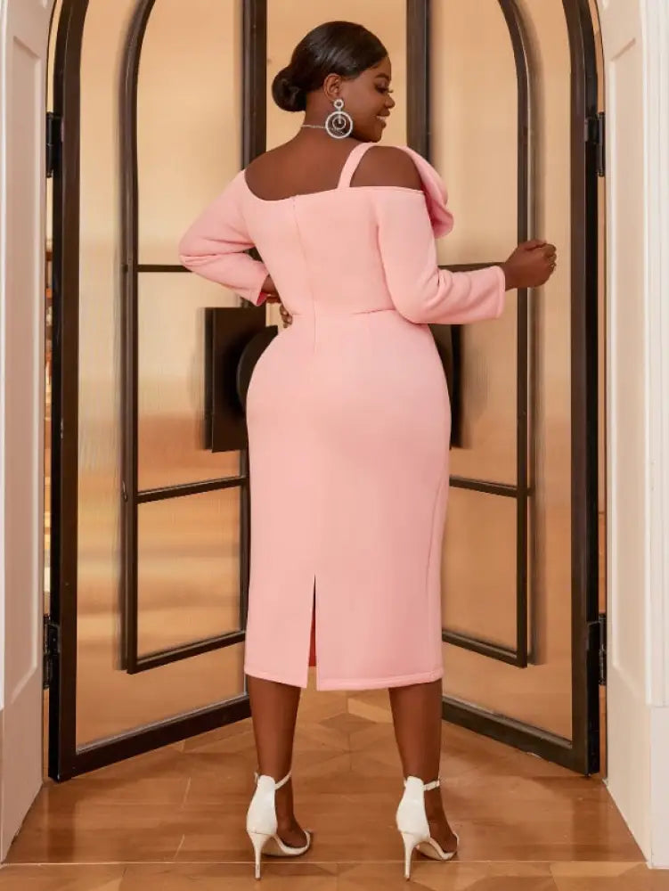Flower Asymmetrical Midi Party Dress