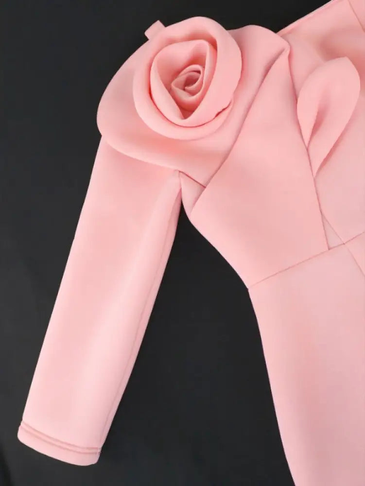 Flower Asymmetrical Midi Party Dress
