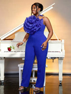 Jumpsuit Women Sexy Halter Backless Big Flower Tulle Party Rompers