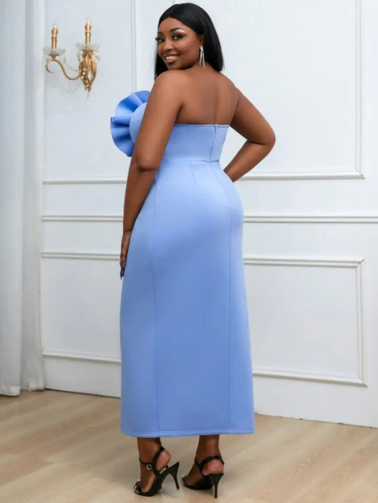 Off Shoulder Big Rose Evening Party Dress Maxi