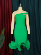 One Shoulder Sleeveless Mermaid Dresses Midi