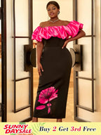 Plus Size Floral Maxi Bithday Party Dress for Women