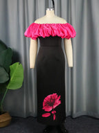 Plus Size Floral Maxi Bithday Party Dress for Women