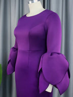 Plus Size O Neck Long Sleeve Dress