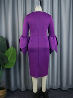Plus Size O Neck Long Sleeve Dress