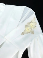 Plus Size V Neck Lace Flower Tops Half Lantern Sleeve