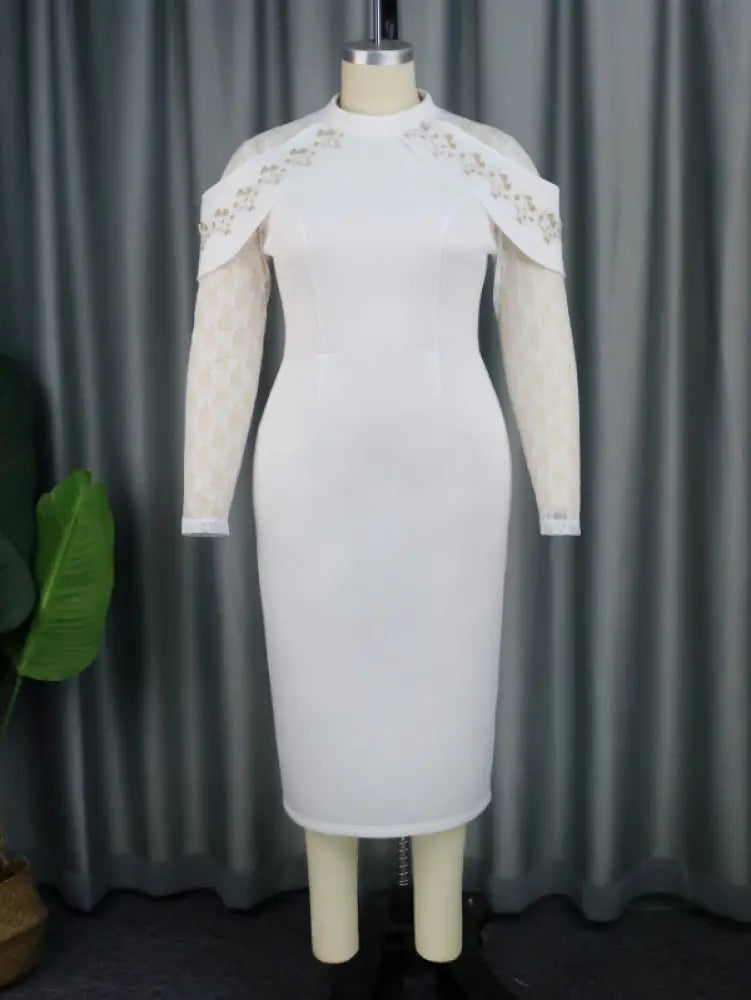 Plus Size White Lace Wedding Guest Dresses White Bridal Shower Dresses