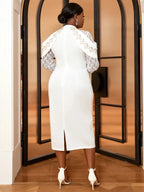 Plus Size White Lace Wedding Guest Dresses White Bridal Shower Dresses