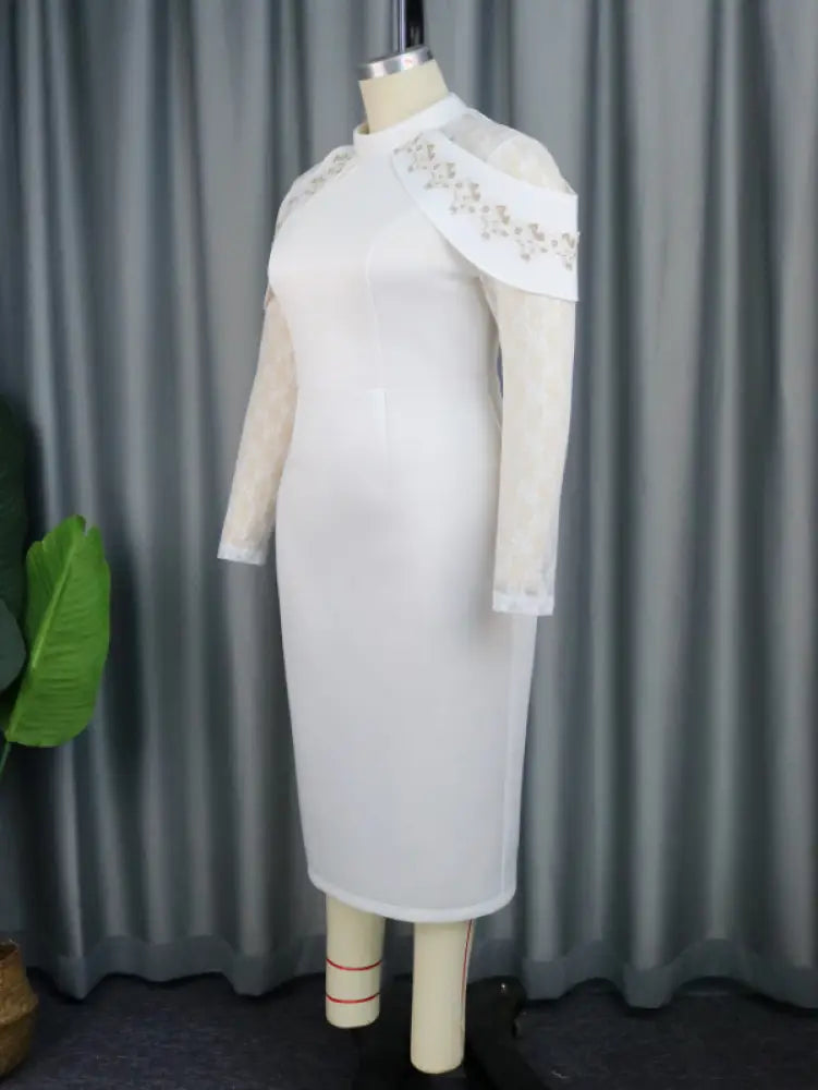 Plus Size White Lace Wedding Guest Dresses White Bridal Shower Dresses