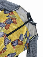 See Through Printed Dresses A Line Midi