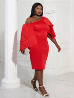 Sexy Bodycon Cascading Ruffles Sleeves Birthday Party Dresses