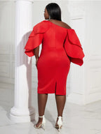 Sexy Bodycon Cascading Ruffles Sleeves Birthday Party Dresses