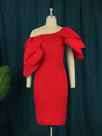 Sexy Bodycon Cascading Ruffles Sleeves Birthday Party Dresses