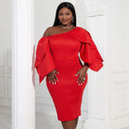 Sexy Bodycon Cascading Ruffles Sleeves Birthday Party Dresses