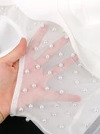 Sexy Long Sleeve Bead Mesh Patchwork Dress