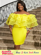 Sexy Party Dresses Mini Off Shoulder Ruffles Package Hip for Women Elegant Classy