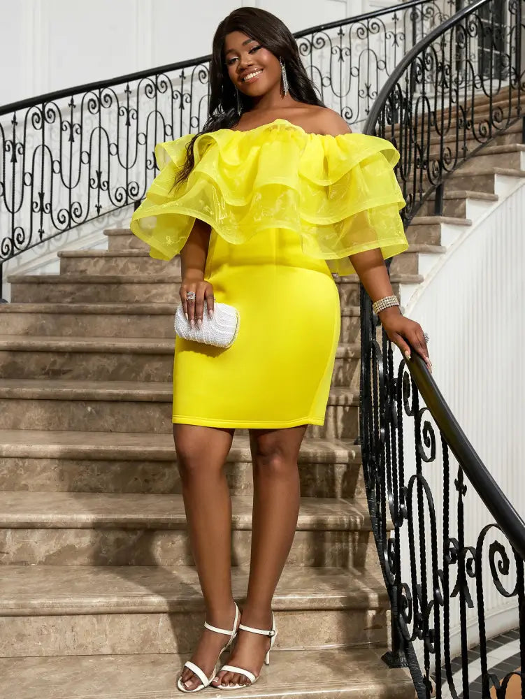 Sexy Party Dresses Mini Off Shoulder Ruffles Package Hip for Women Elegant Classy
