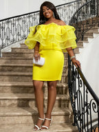 Sexy Party Dresses Mini Off Shoulder Ruffles Package Hip for Women Elegant Classy