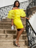 Sexy Party Dresses Mini Off Shoulder Ruffles Package Hip for Women Elegant Classy