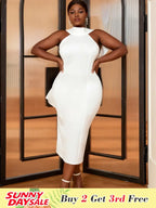 Sexy Sleeveless Back Big Bow Party Dress White Bridal Shower Dresses