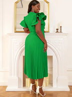 Square Collar Ruffle Pleated Party Dresses