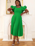 Square Collar Ruffle Pleated Party Dresses