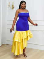 Strapless Beading Irregular Fishtail Dress Maxi