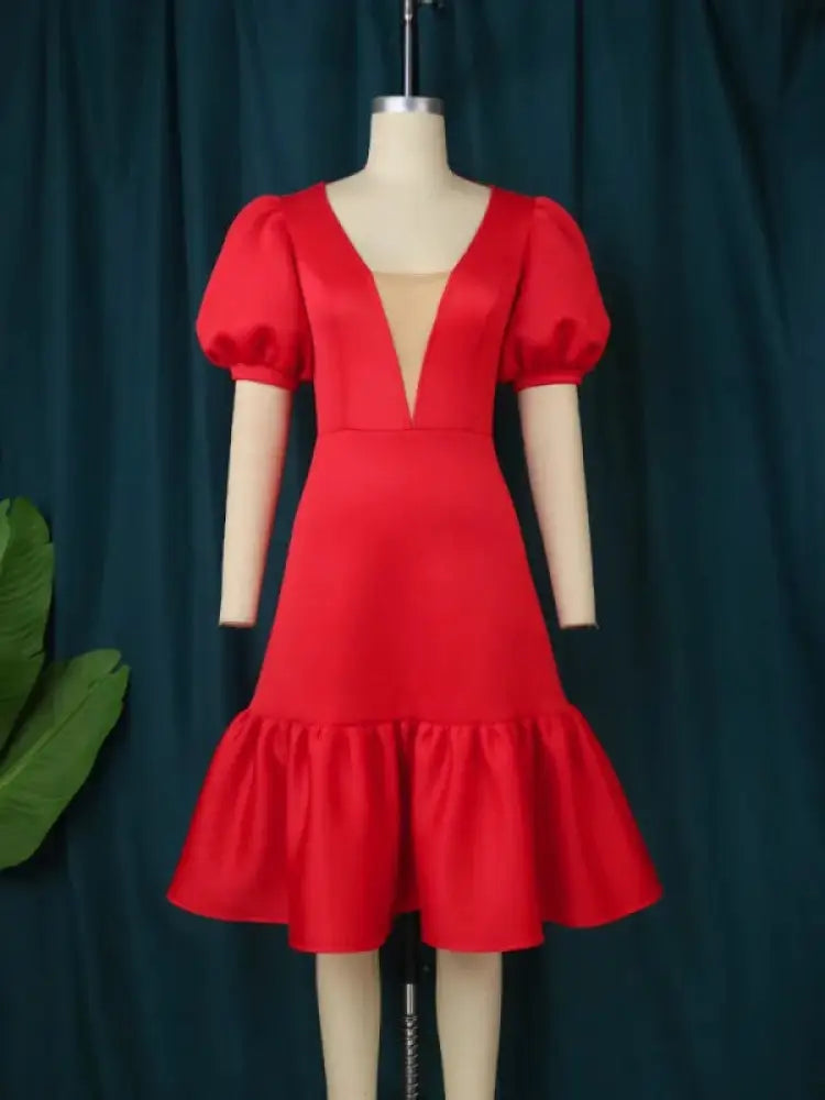 Women A-Line Red Dress Party 2023 New