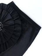 Women Black Skirt with Big Flower Sequins