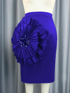 Women Black Skirt with Big Flower Sequins