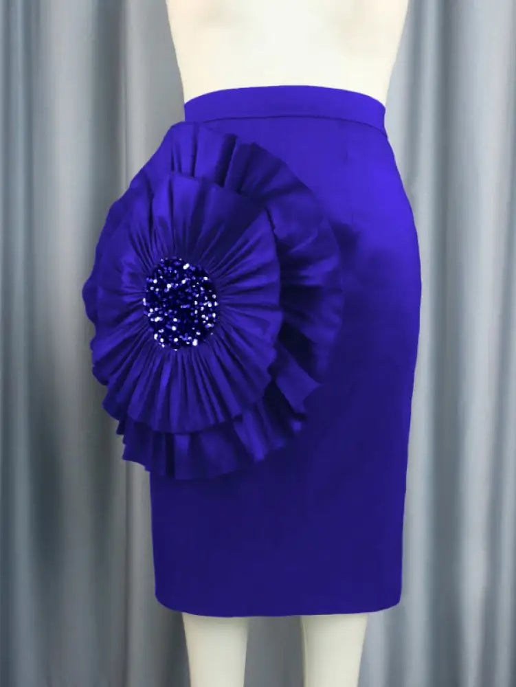 Women Black Skirt with Big Flower Sequins