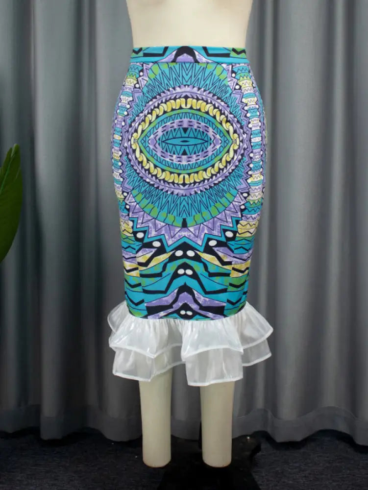 Women Printed High Waist Mermaid Skirts