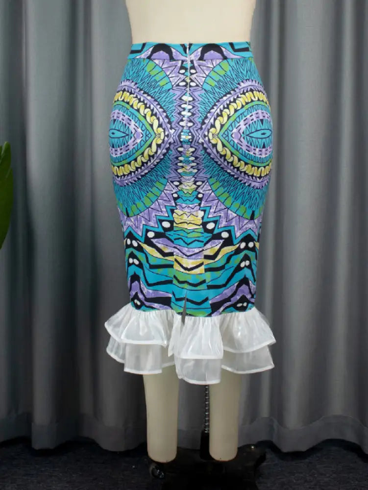 Women Printed High Waist Mermaid Skirts