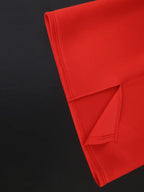 Women Red Sheath Ruffle Midi Dress