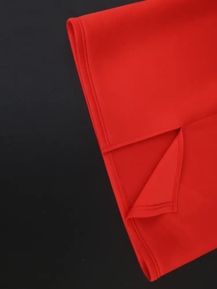 Women Red Sheath Ruffle Midi Dress