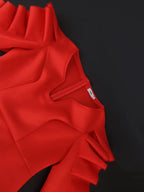 Women Red Sheath Ruffle Midi Dress