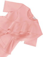 Women Ruffles Peplum Dress O Neck Midi