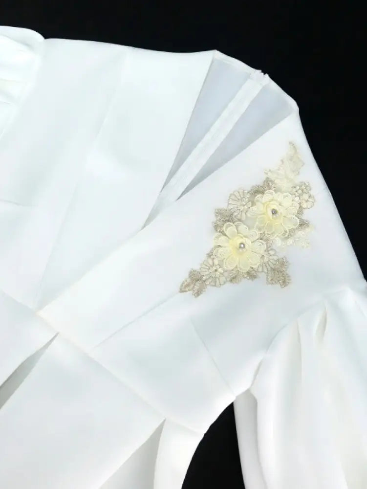 Women White High Waist Peplum Top 2 Piece Set