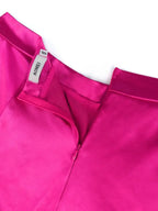 Women‘s Fuchsia Elastic Satin Flare Pants Shiny