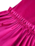 Women‘s Fuchsia Elastic Satin Flare Pants Shiny