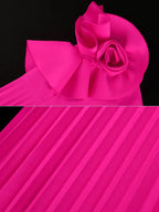 DRESS 3D Flower One Shoulder Pleated Summer Cocktail Dress